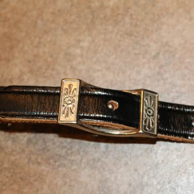 1960's Fender Leather Guitar Strap with Floral design on buckle image 7