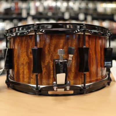 Pork Pie 7x14" Maple/Bubinga Snare Drum (Bubinga Hi-Gloss with Black Hardware) #2 image 7