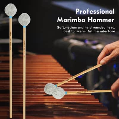 Professional Marimba Mallets -M3 Hard Yarn Heads with Beech Wood Handle Keyboard Percussion Accessories for Xylophone Glockenspiel Vibraphone with Professionals and Advanced Players image 6