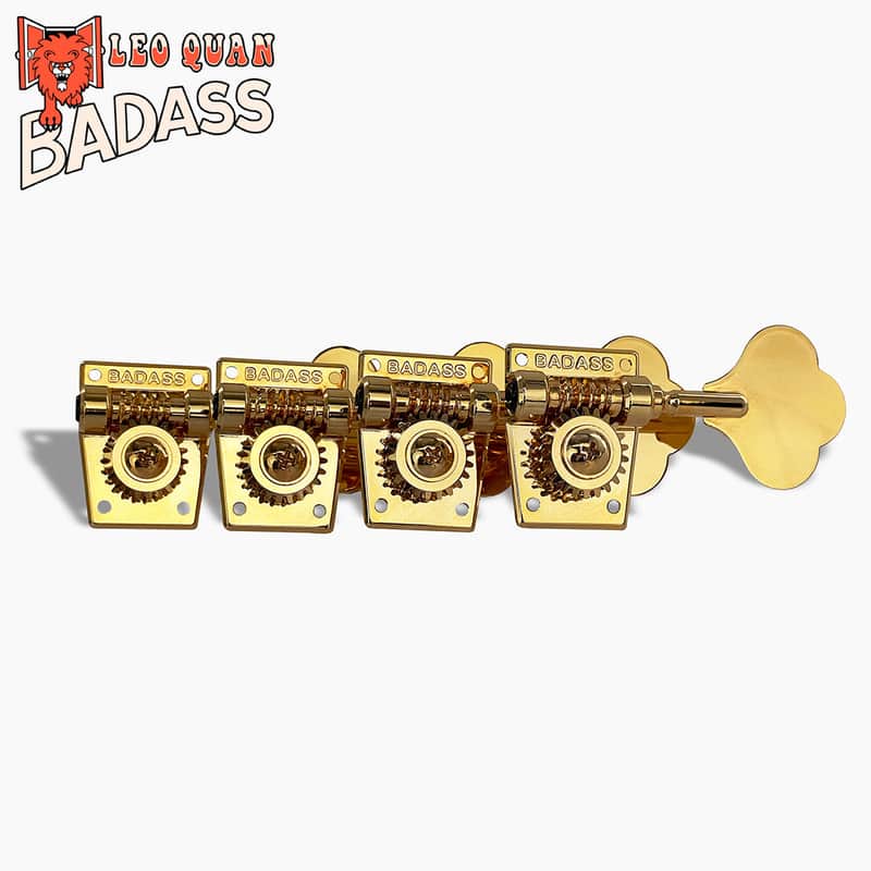 Badass Leo Quan Badass OGT Open Gear Small Post Bass Tuning Keys - 4-In-Line Gold - New