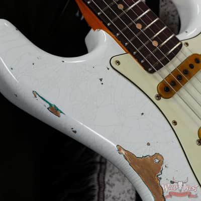 Fender Custom Shop Wild West White Lightning Stratocaster HSS Floyd Rose Rosewood Board 22 Frets Heavy Relic British Racing Green 8.20 LBS image 9
