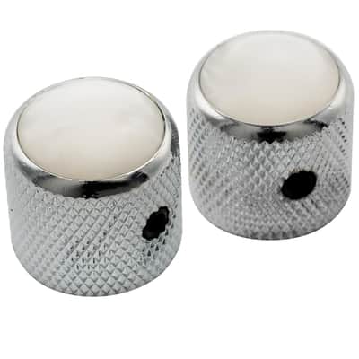 1/4 Inch Steel Mother-of-Pearl Top Dome Knobs with Set Screw Universal Fitting Control Knobs for Electric Guitar or Bass, Chrome (Set of 2) image 5