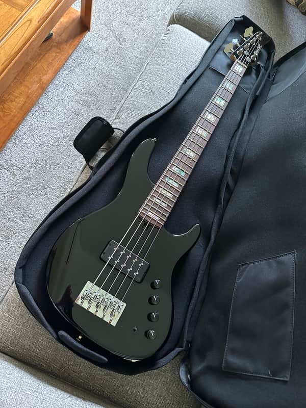 2023 Mike Lull USA Custom M5 5-String Bass – Gloss Black – 34” Scale – Bartolini NTMB image 1