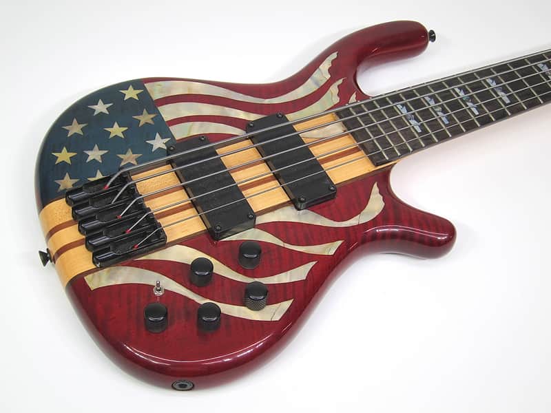 1976 USA Custom Made Electric Bass American Flag Model Red White & Blue Stars & Stripes Inlay wOHSC image 1