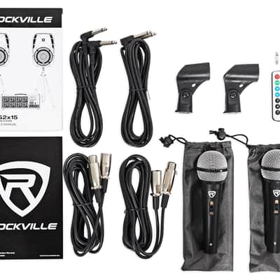 Rockville RPG2X15 Package PA System Mixer/Amp+15" Speakers+Stands+Mics+Bluetooth image 9