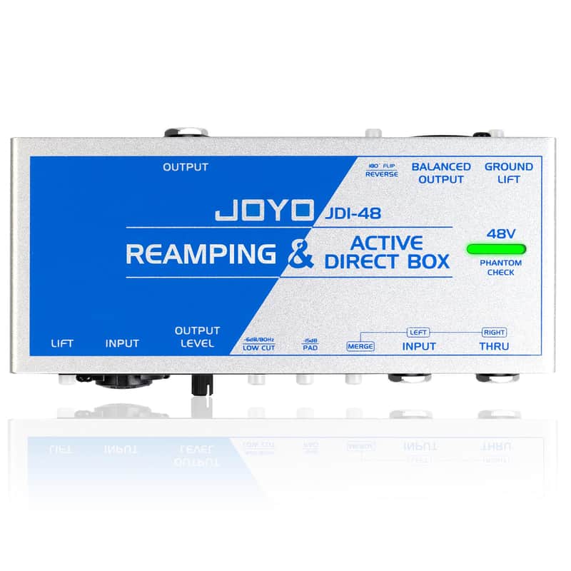 JOYO Reamping & Active DI Box for Guitar/Bass JDI-48 | 48V Phantom Powered, 6.35mm TRS/XLR Inputs, Low-cut Filter, Phase Reverse, Ground Lift, -15dB Pad, Home Studio Recording image 1