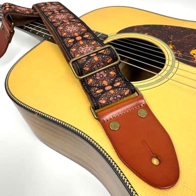 Walker & Williams H-46 Vintage Series Plush Back, Black Sunset Orange Woven Strap w/Chestnut Ends image 3
