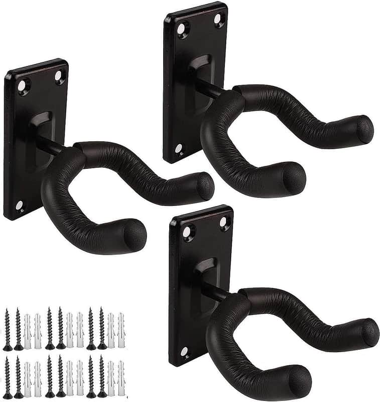 Guitar Wall Mount Guitar Hanger Acoustic Electric Guitar hanger Bass Ukulele Black hook Metal Holder Hangers image 1