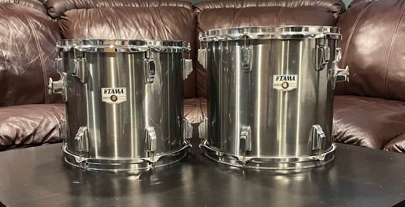 VINTAGE TAMA Swingstar 13 & 12 power toms 1980's - Misty Chrome image 1