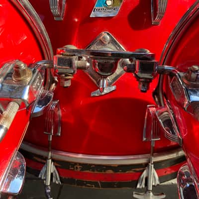 Huge Sounding Ludwig Blue & Olive Badge 6-Piece 1970’s Drum Set - Cherry Red image 4