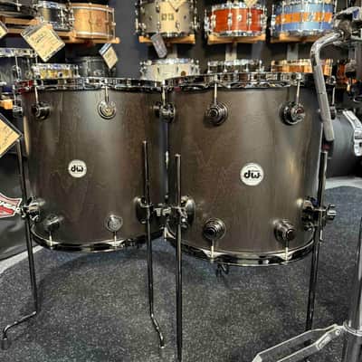 ~WOW!~ DW Collector's Series Pure Walnut 5-Piece 10/12/14/16/22 Drum Kit Set in Ebony Satin Oil with Black Nickel Hardware image 8