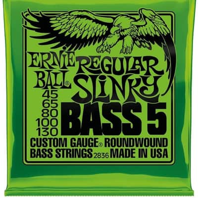 Ernie Ball 5-String Regular Slinky Nickel Wound Bass Guitar Strings, 45-130 Gauge (P02836) image 1