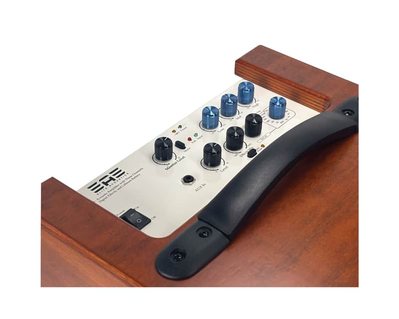 Elite Acoustics EAE A1-8 Compact Rechargeable 80 W Acoustic Amplifier with 3 Chan/LFP Battery WOOD image 1