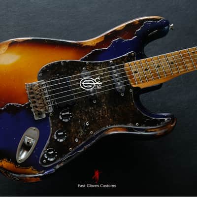 Fender Stratocaster Midnight Blue/Sunburst Heavy Aged Relic by East Gloves Customs image 8