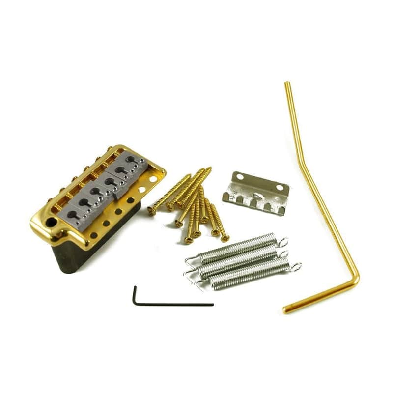 PRS Style Tremolo Bridge with mounting hardware and tremolo arm-Gold image 1