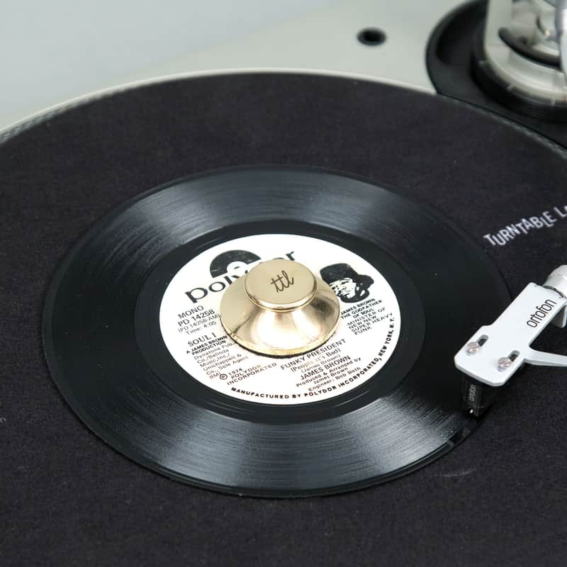 Sure Shot: 45 Record Adaptor + Clamp (120g) - Model 04 - Turntable Lab Edition Brass image 1