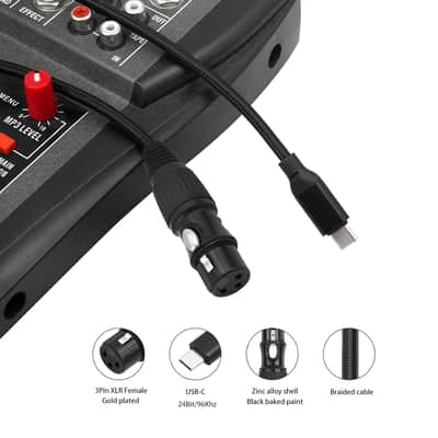 USB-C to 3-Pin XLR Female Cable 3.3FT - USB C 24Bit/96KHz Digital to Analog XLR Female Dual-Shielded Braided Audio Cable Support Phone/Pad to Microphone and Mixers image 4