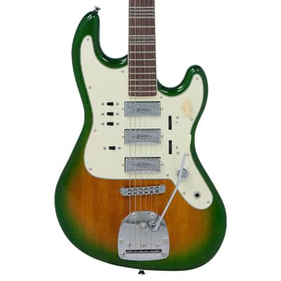 Vintage REVO Series 'Galactica' Electric Guitar ~ Green / Yellow Burst image 3