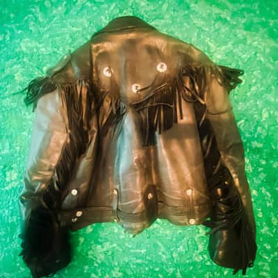 Vintage 1980s Black Leather Fringe Motorcycle Jacket – California Classics – Rock, Biker, Western image 2