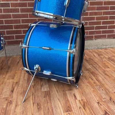 1960s Slingerland Stage Band Drum Set Blue Sparkle Rewrap 20/12/16 image 5