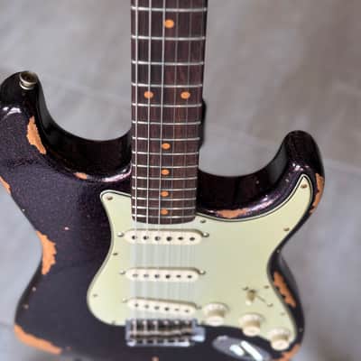 Fender Custom Shop 61 Stratocaster Guitar Heavy Relic 2023 - Super Faded/Aged Magenta Sparkle image 1