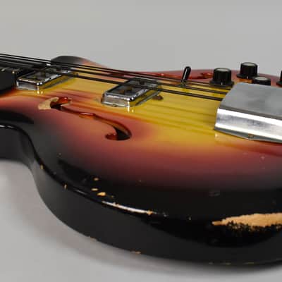 1960's Hohner Bartell Original Vintage Semi-Hollow Fretless Electric Bass Guitar image 6