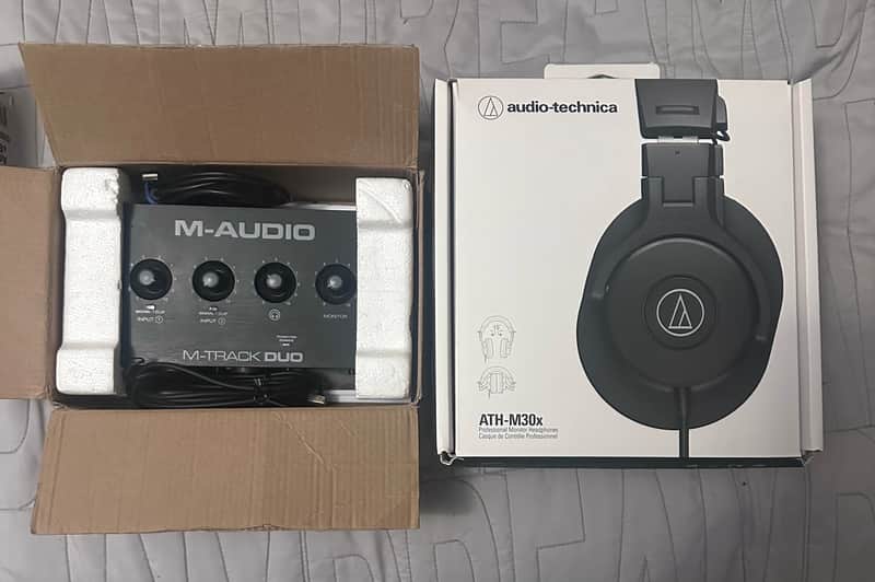 Audio Technica ATH-M30X AND M Track Duo Audio Interface image 1