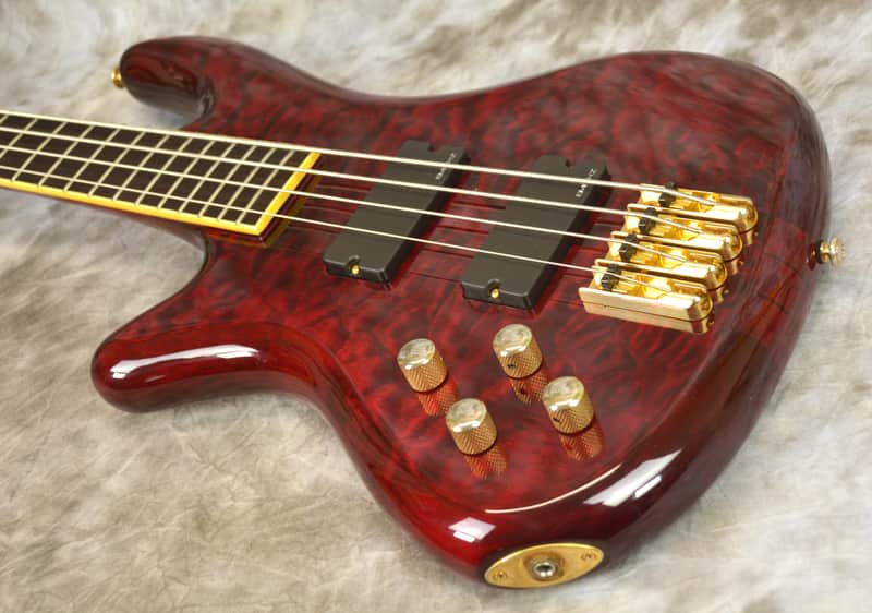 Left Handed 2006 SCHECTER Elite-4 NT Bass Guitar - Cherry QMT image 1
