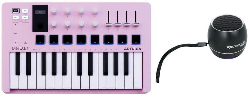 Arturia MiniLab 3 Rose Quartz USB Keyboard Controller+Portable Bluetooth Speaker image 1