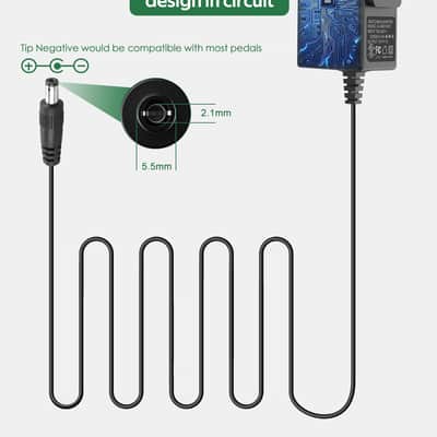 Guitar Pedal Power Supply, 9V, 1A, BOSS PSA Adapter 9V DC Power Supply for Guitar Pedals Keyboard Pedalboard BOSS PSA, 9 Volt 1 Amp DC Power Cord Adapter【Tip Negative】&【4 Way Daisy Chain Pedal Cables】 image 3