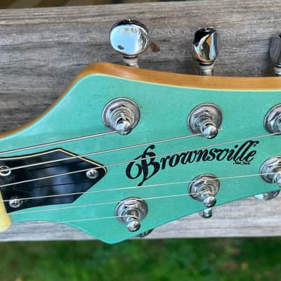 Brownsville Choirboy 3 Pickup Semi Hollow Guitar with Gig Bag - Sage Green Metallic image 7