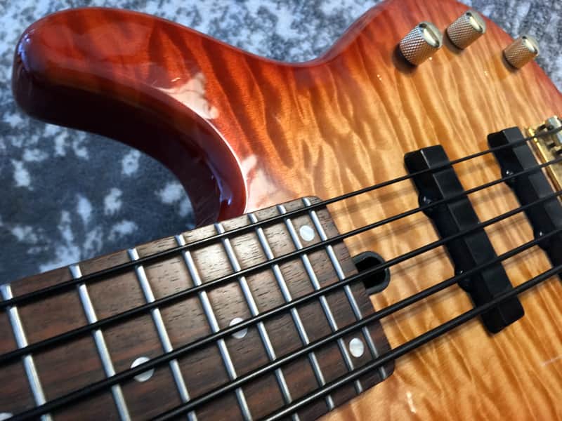 Yamaha BB-G5 5 String Electric Bass High Definition Tiger Amber Burst Top image 1