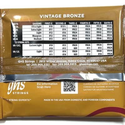 GHS Guitar Strings Acoustic Light 12-54 Vintage Bronze image 2