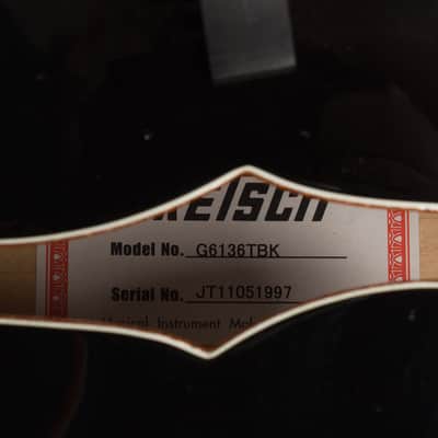 Gretsch G-6136TBK Black Falcon Arch Top Hollow Body Electric Guitar (2011), ser. #JT11051997, original black hard shell case. image 19