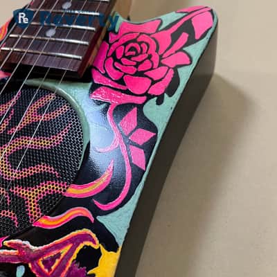 Epiphone Mo' Baby Built-in Amp Travel Electric Guitar Custom Painted Rare image 4