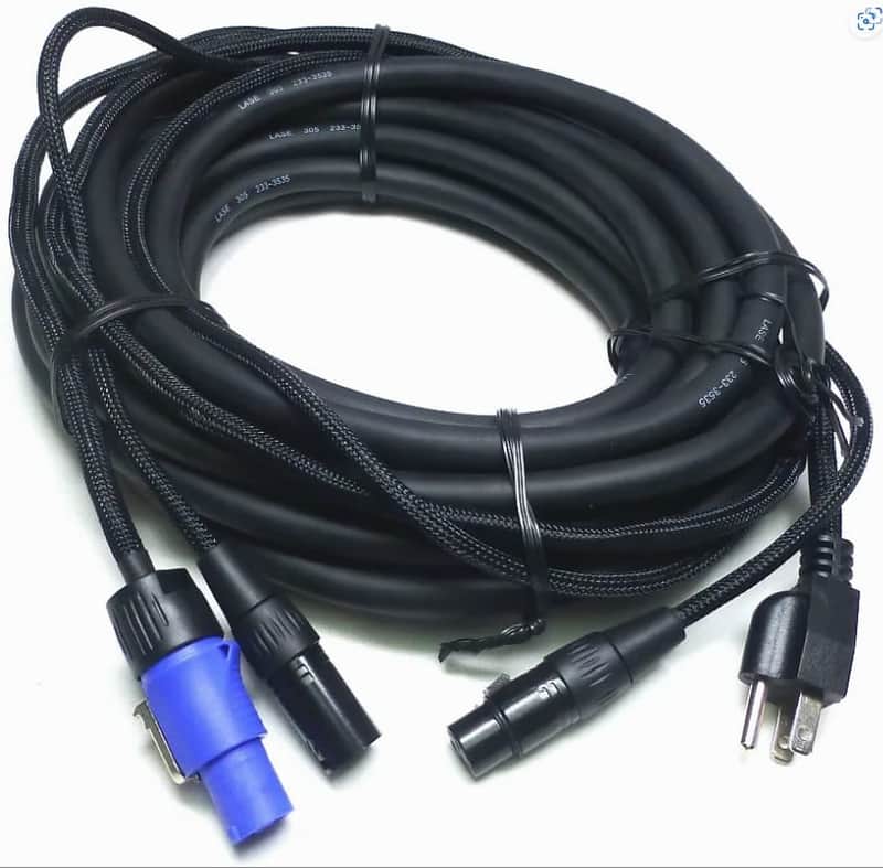 LASE 50 Ft (15.2M) Siamese PowerCon AC & XLR Audio Combo Cable (Powered Speakers image 1