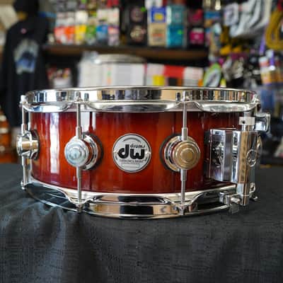 DW USA Collectors Exotic Series 5.5x14" Super Solid 1PC. Maple Snare Drum - Tobacco Burst Lacquer image 1