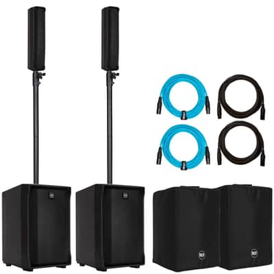 RCF Evox J8 Active 2-Way Portable Array Speaker Systems in Black w Covers+Cables - Open Box Mint image 1
