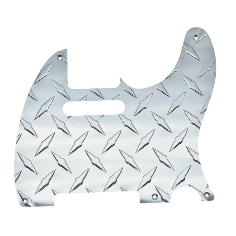 Premium Metal Diamond Plate Vintage 5 Hole Tele Pickguard Aluminum TL Scratch Plate for American/Mexican FD Telecaster Silver image 1