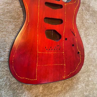 Warmoth Tele Body, Red and Black Chambered image 8
