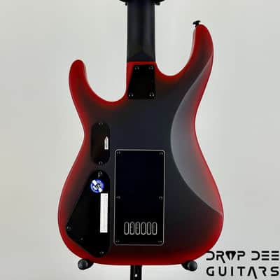 ESP LTD M-6 Evertune 30" Baritone Black Metal Electric Guitar - Black Red Burst Satin image 12