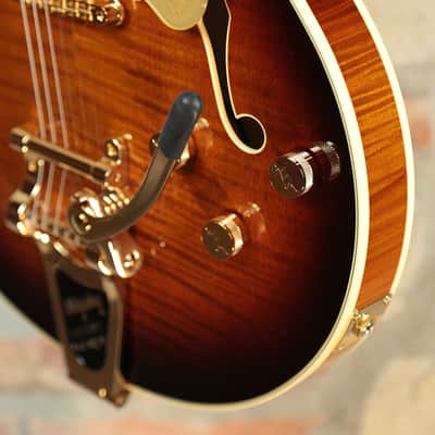 GRETSCH Broadkaster LX Figured Center Block - w/Bigsby, Gold Hardware & Ebony - Havana Burst image 14