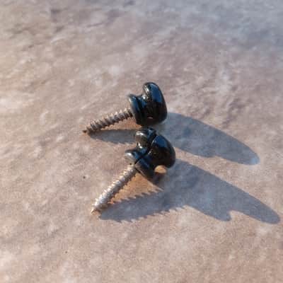 Set of Vintage 1960's Gibson Melody Maker Black Plastic Strap Buttons w/ Screws! image 1