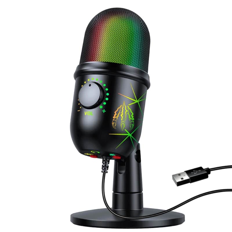 USB Condenser Microphone RGB Vocals Streams Mic Recording Studio Micro for PC YouTube Video Gaming Mikrofo/Microfon image 1