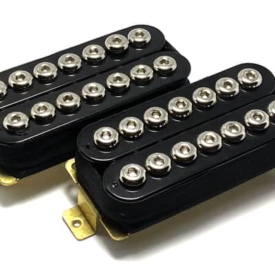 7 String Crusaders Humbucker Pickup Set, Bridge + Neck Collaborative HH Set, Black with Chrome Poles image 1