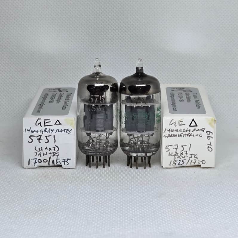 GE JAN 5751 △ Gray Plate Very Well Matched AND Balanced (9.3%) Pair Delta Triangle NOS ECC83 12AX7 12AX7A image 1