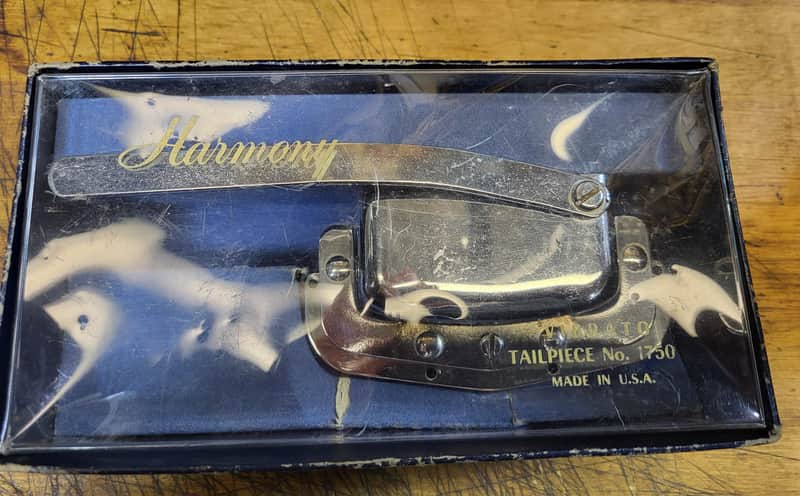 Vintage RARE 1965 New Old Stock in Box Harmony Silvertone Bobcat Silhouette Elec Guitar Whammy Bar Vibrato Tailpiece Model 1750 Luthier Parts image 1