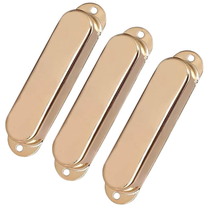 3Pcs Closed Brass Single Coil Pickup Covers For Fender Strat Squier Electric Guitar Part (Gold) image 1