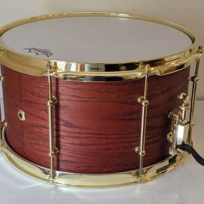 Savior Custom Drums 14x8" Oak/Maple snare drum - Burnt Orange/Red image 3