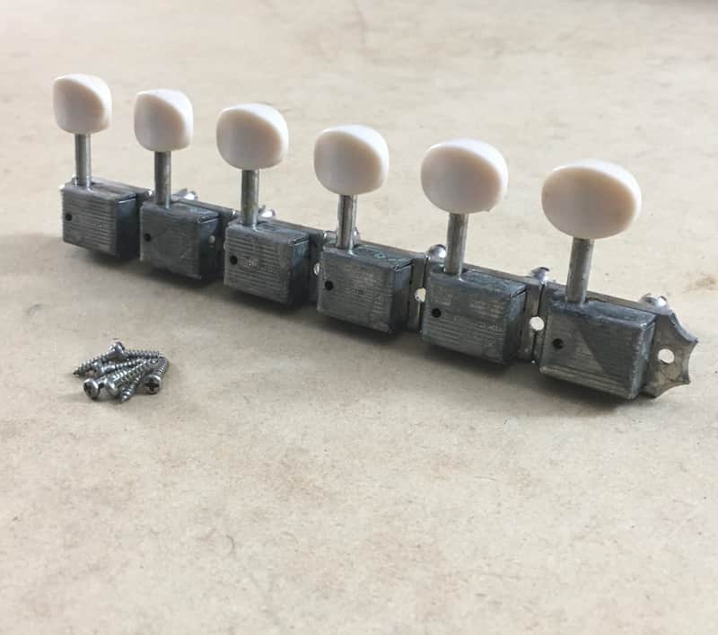 Kluson Deluxe Aged 1957-64 Reissue Tuners Vintage Relic White Buttons Fender Single Line Musicmaster image 1